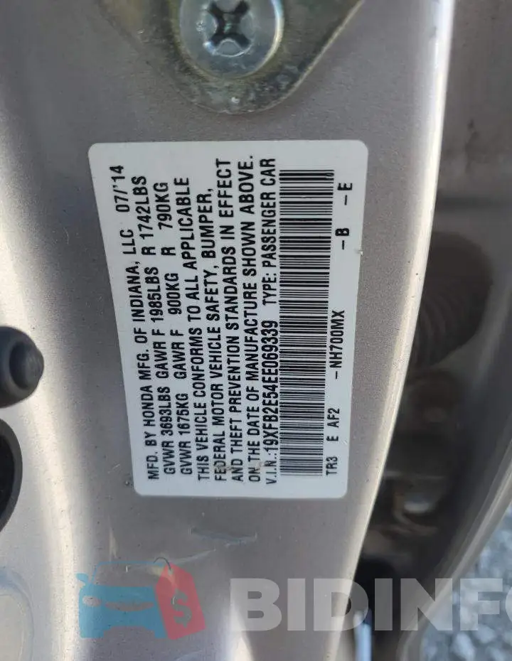 19XFB2E54EE069339 Photo# 12