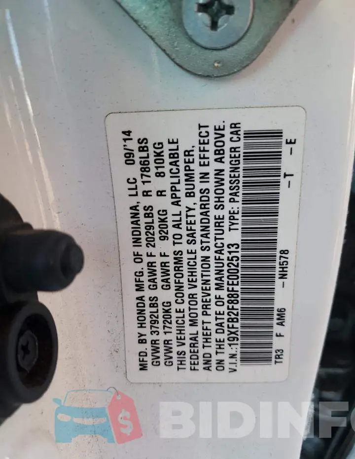 19XFB2F88FE002513 Photo# 12