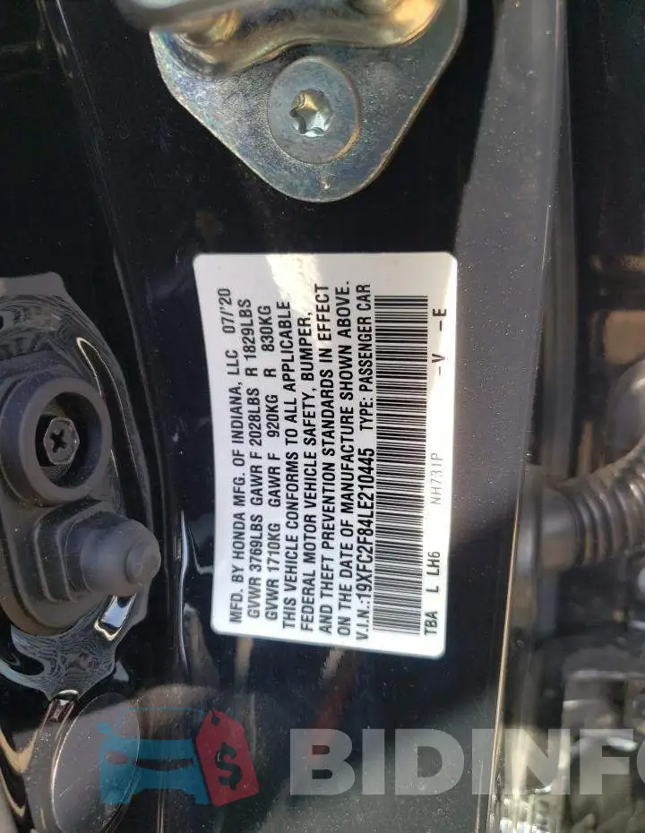 19XFC2F84LE210445 Photo# 12