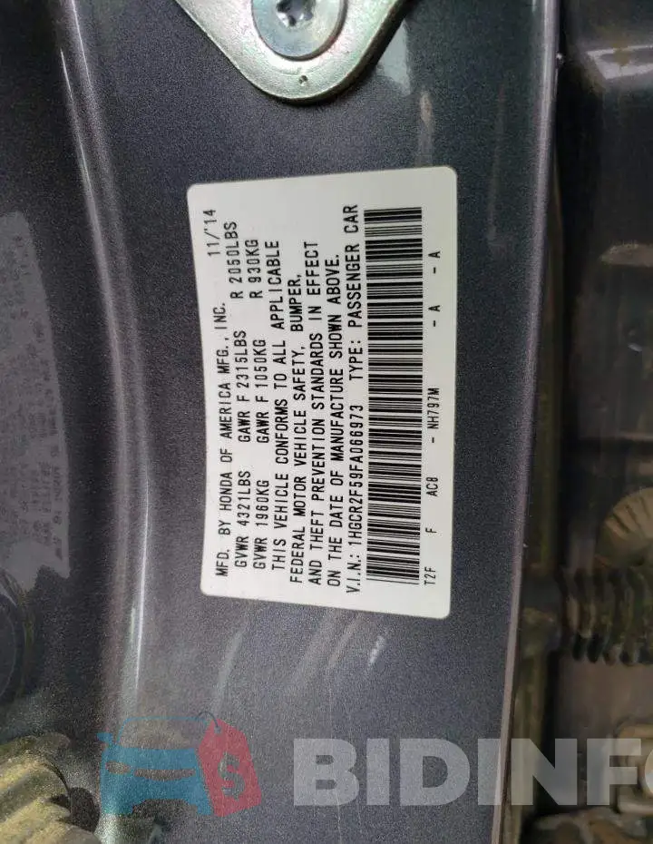 1HGCR2F59FA066973 Photo# 12