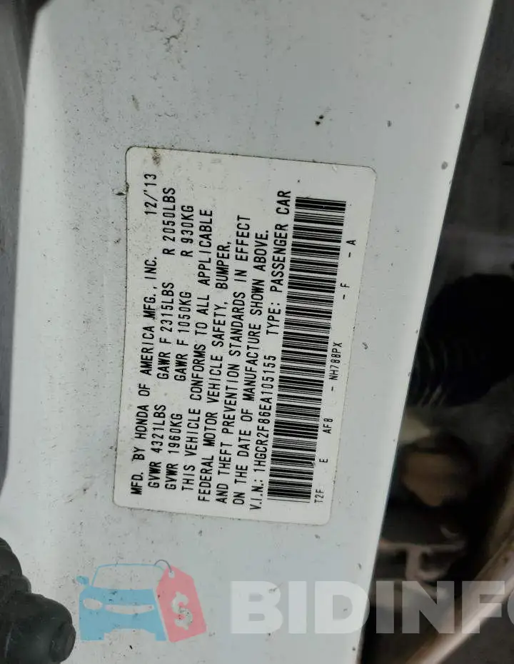 1HGCR2F86EA105155 Photo# 13