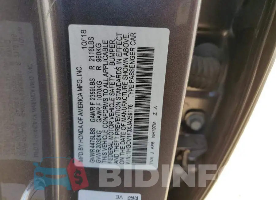 1HGCV1F3XJA259176 Photo# 12