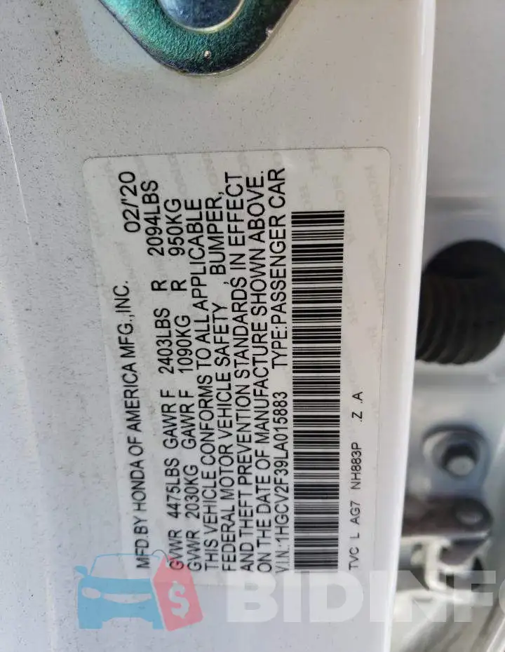 1HGCV2F39LA015883 Photo# 12
