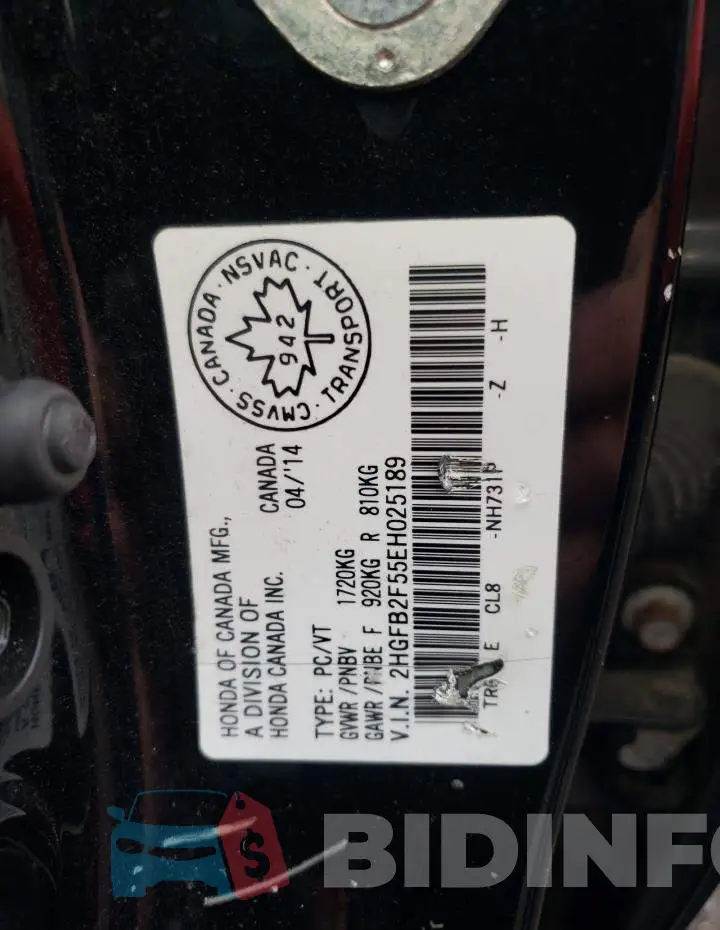 2HGFB2F55EH025189 Photo# 12