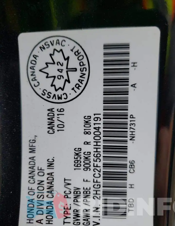 2HGFC2F56HH004191 Photo# 13