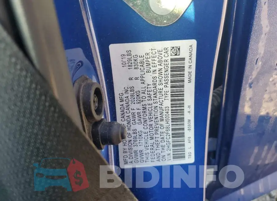 2HGFC2F68LH500403 Photo# 12