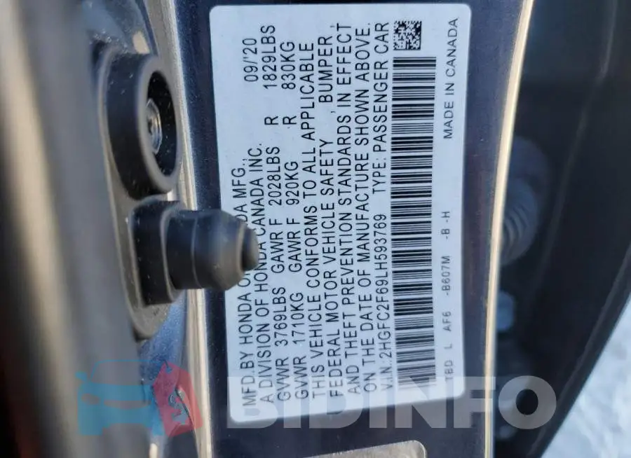 2HGFC2F69LH593769 Photo# 12