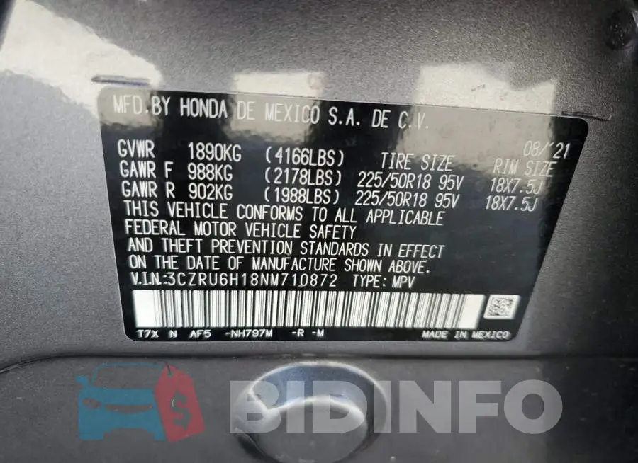 3CZRU6H18NM710872 Photo# 13