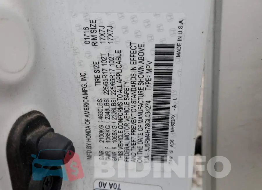 5J6RM4H78GL034274 Photo# 14