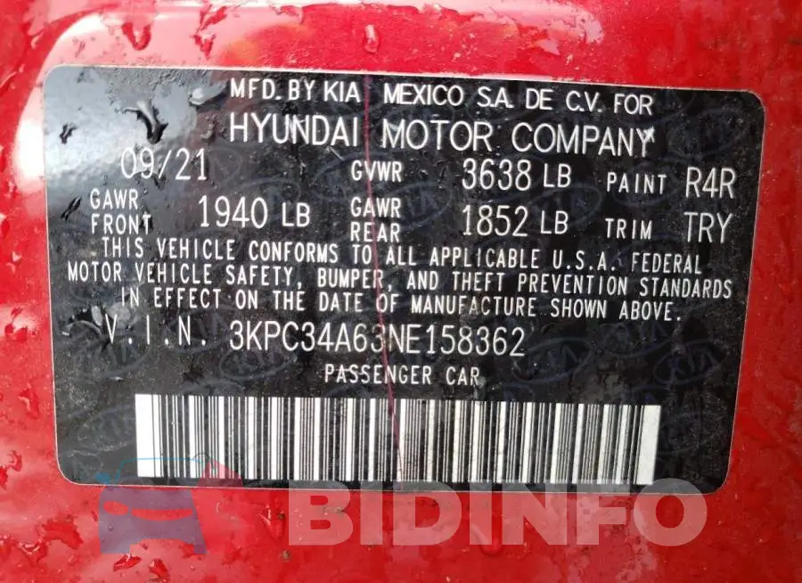 3KPC34A63NE158362 Photo# 12