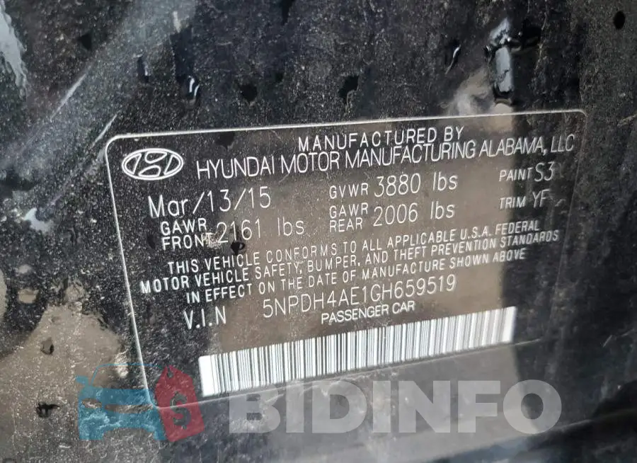 5NPDH4AE1GH659519 Photo# 12