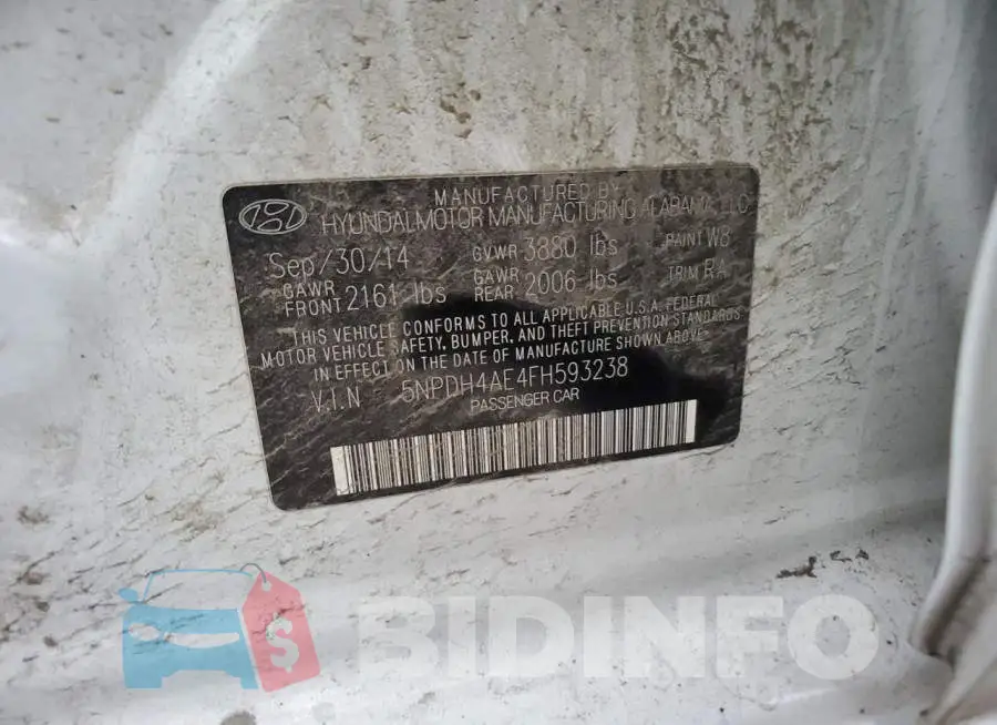 5NPDH4AE4FH593238 Photo# 12
