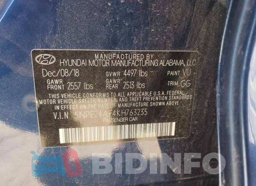 5NPE24AF4KH763235 Photo# 12