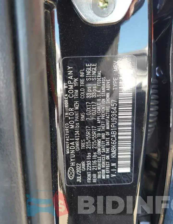 KM8K6CAB1PU936457 Photo# 12