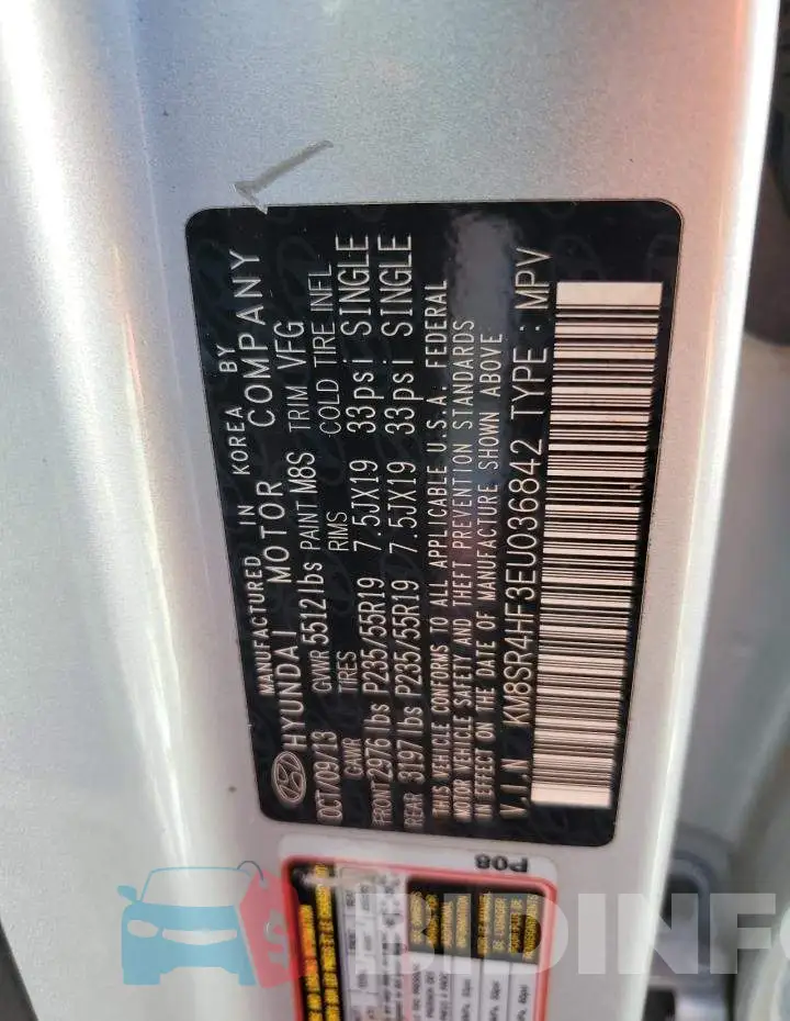 KM8SR4HF3EU036842 Photo# 14