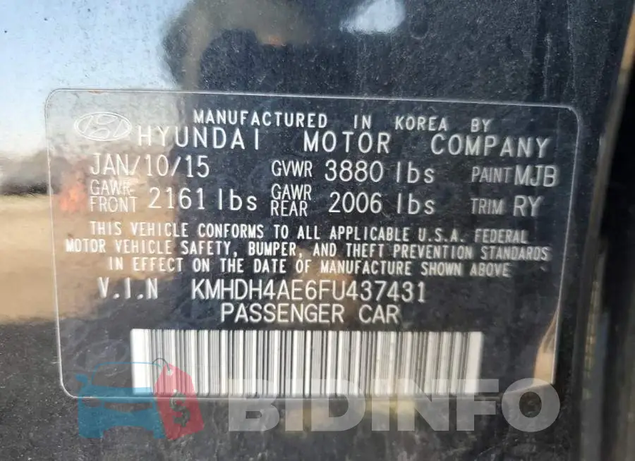 KMHDH4AE6FU437431 Photo# 12