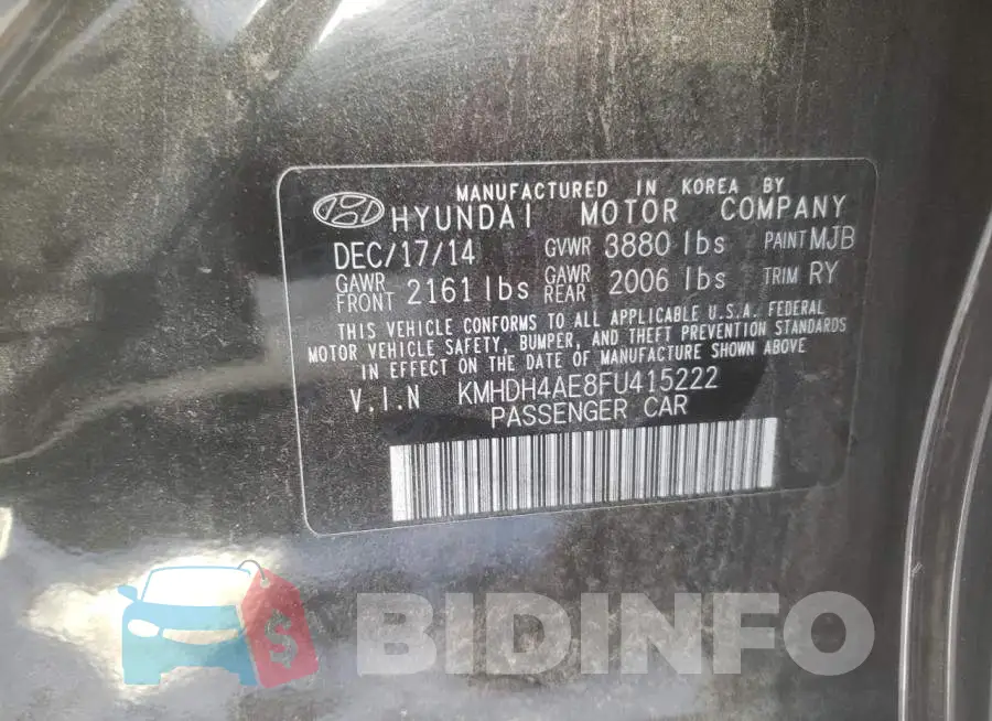 KMHDH4AE8FU415222 Photo# 13
