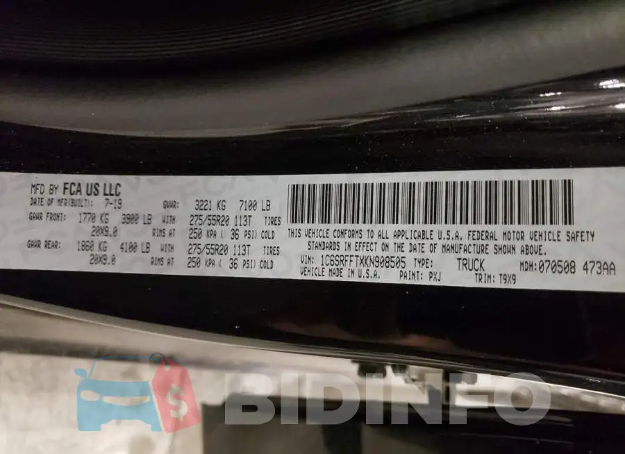 1C6SRFFTXKN908505 Photo# 12
