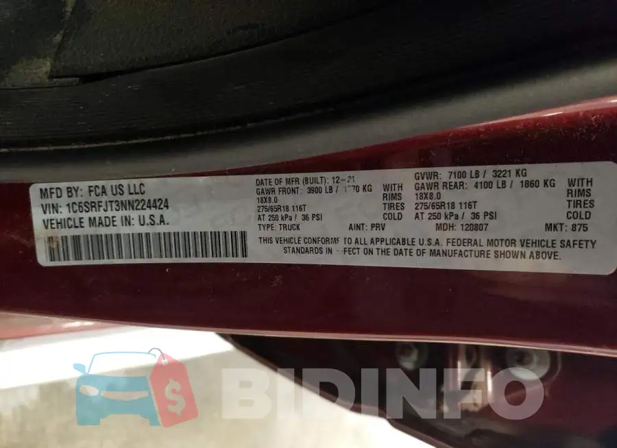 1C6SRFJT3NN224424 Photo# 12