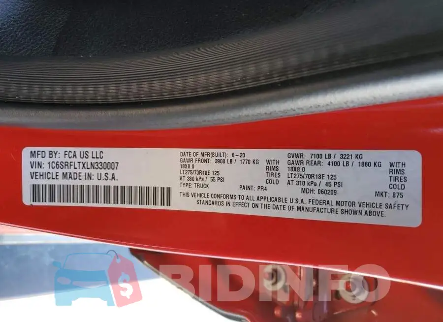 1C6SRFLTXLN330007 Photo# 12