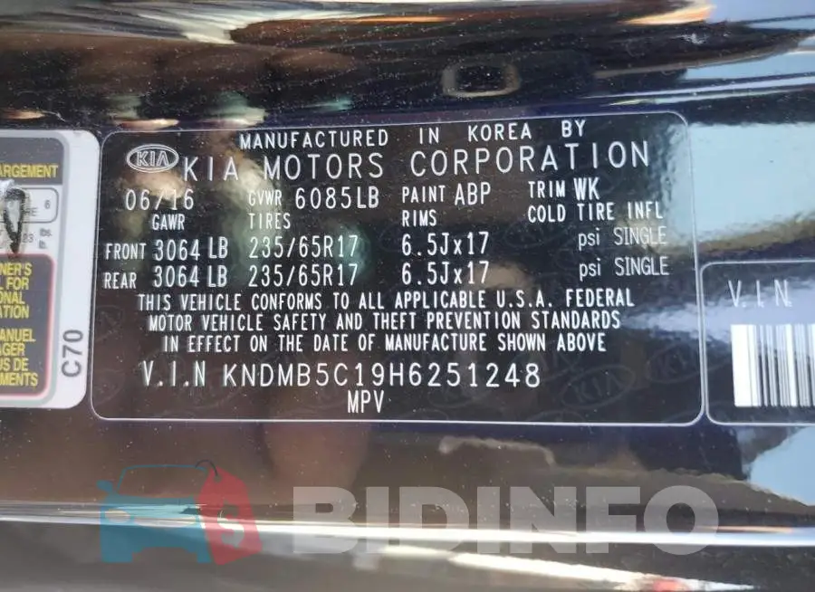 KNDMB5C19H6251248 Photo# 12