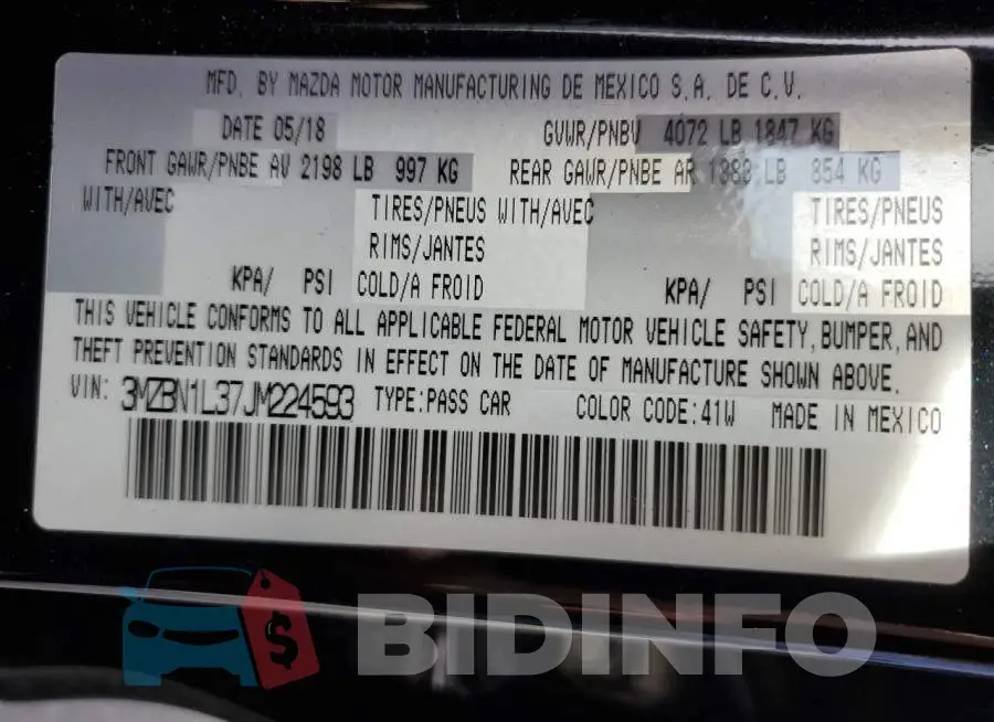 3MZBN1L37JM224593 Photo# 12