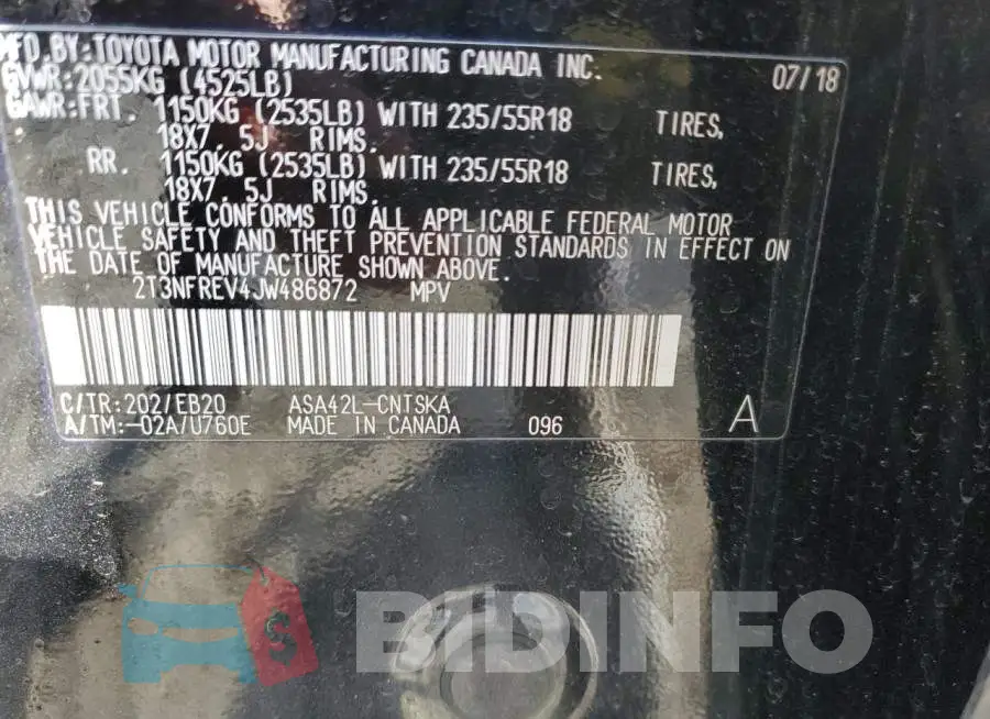 2T3NFREV4JW486872 Photo# 14