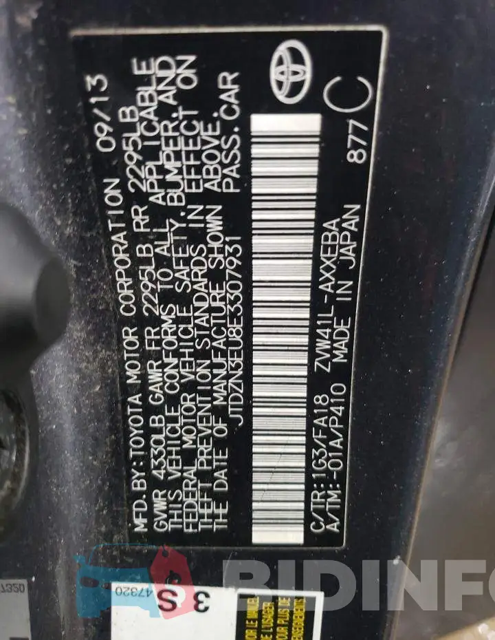 JTDZN3EU8E3307931 Photo# 13