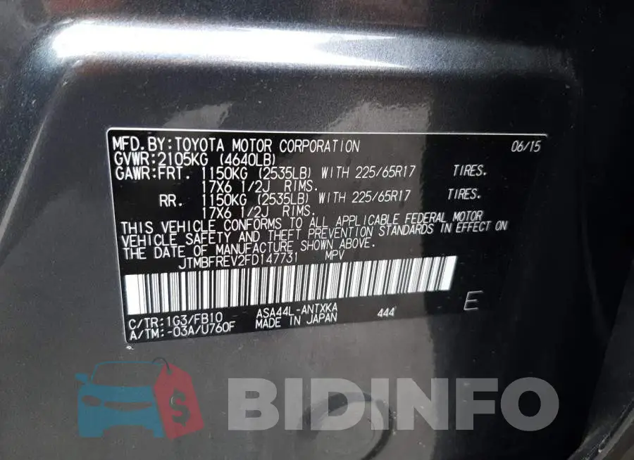 JTMBFREV2FD147731 Photo# 14