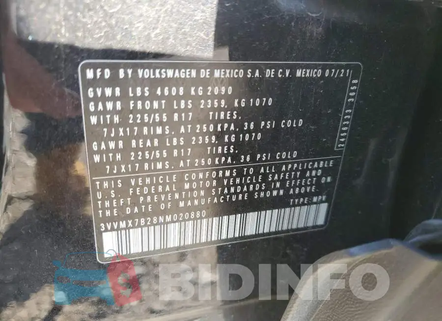 3VVMX7B28NM020880 Photo# 13