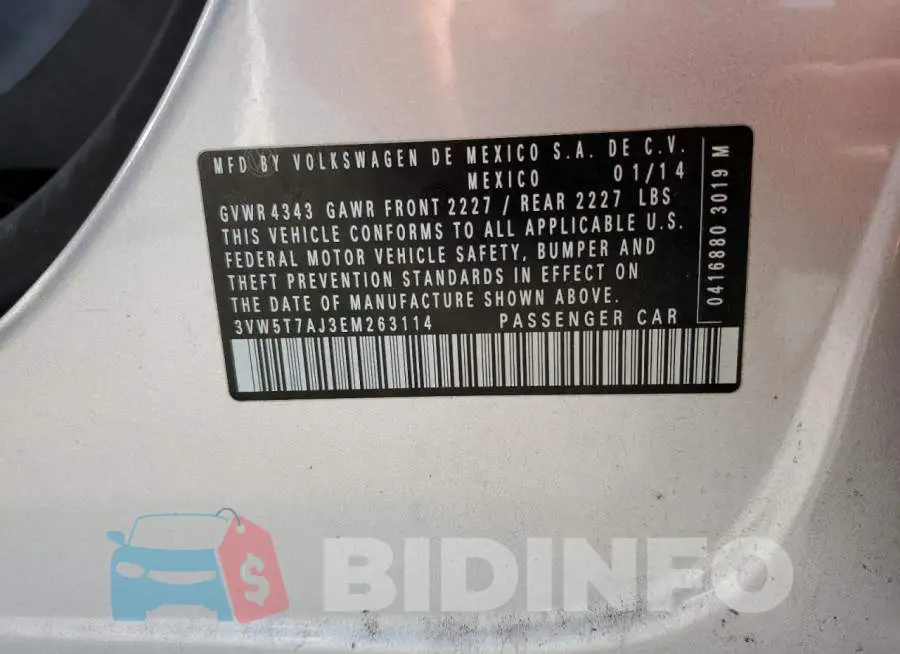 3VW5T7AJ3EM263114 Photo# 12