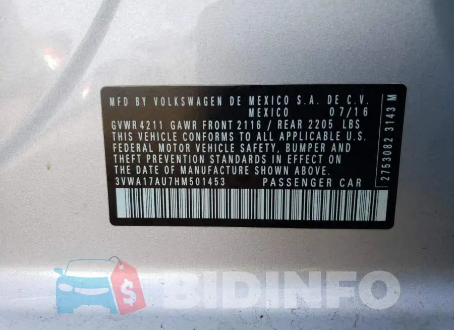 3VWA17AU7HM501453 Photo# 12