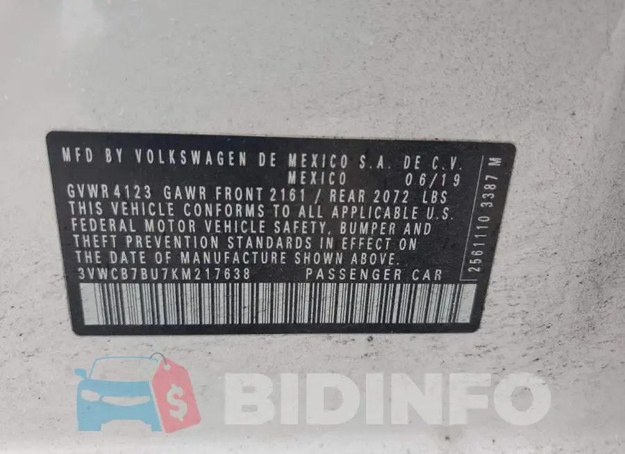 3VWCB7BU7KM217638 Photo# 12