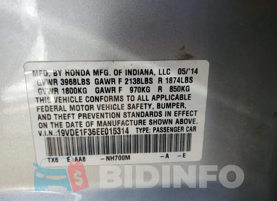 19VDE1F36EE015314 Photo# 13
