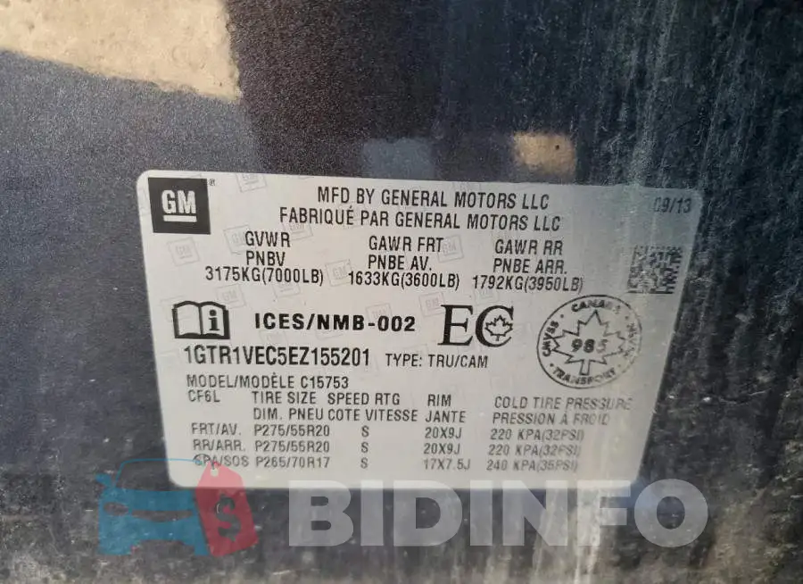 1GTR1VEC5EZ155201 Photo# 12