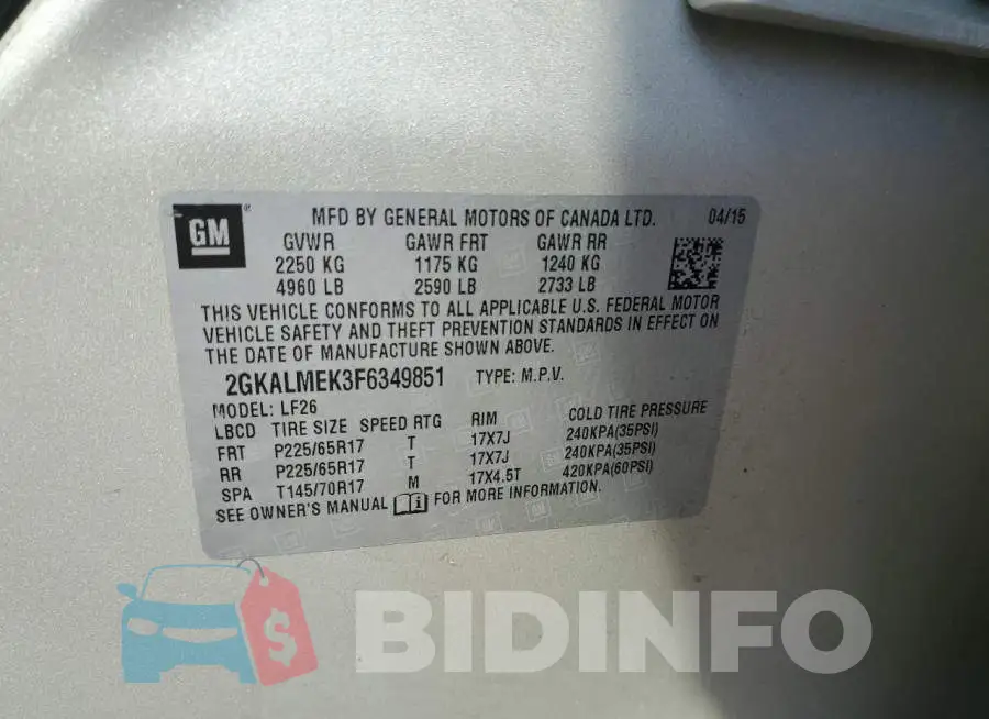 2GKALMEK3F6349851 Photo# 13