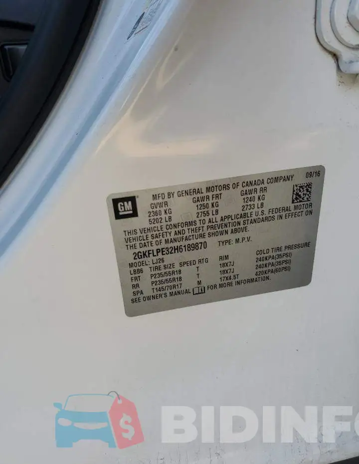 2GKFLPE32H6189870 Photo# 12