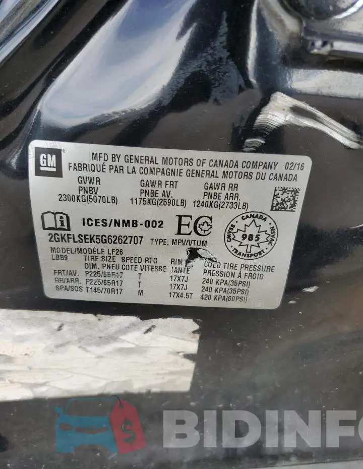 2GKFLSEK5G6262707 Photo# 13