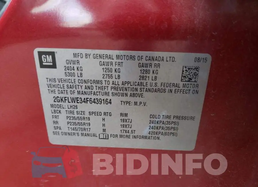 2GKFLWE34F6439164 Photo# 13