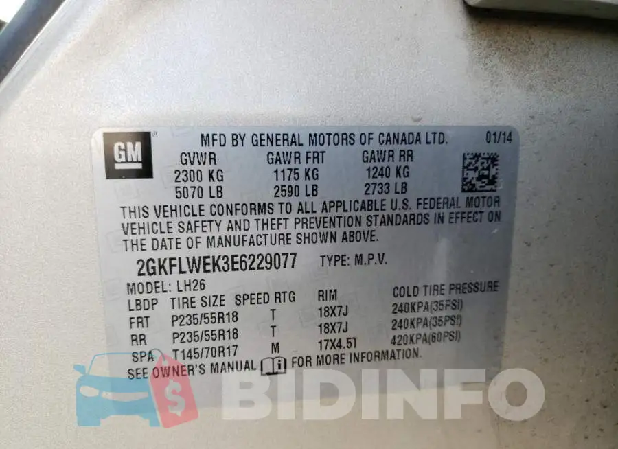 2GKFLWEK3E6229077 Photo# 12