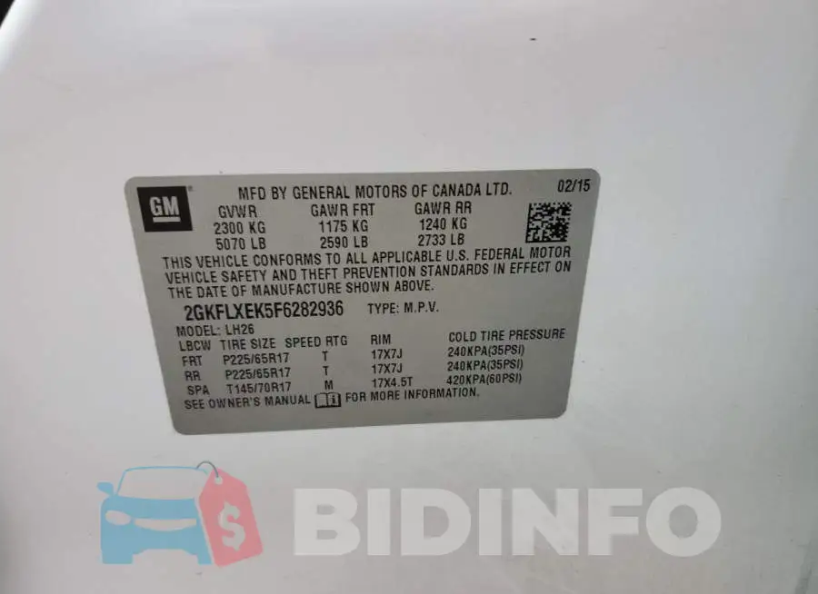 2GKFLXEK5F6282936 Photo# 13