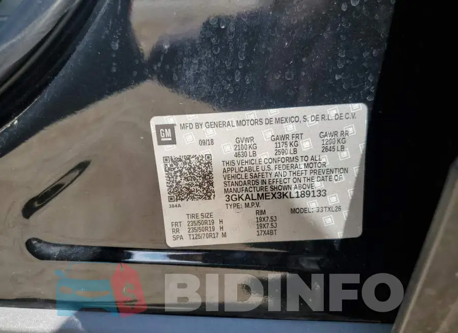 3GKALMEX3KL189133 Photo# 13