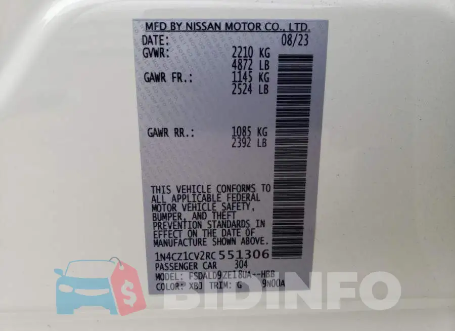 1N4CZ1CV2RC551306 Photo# 12