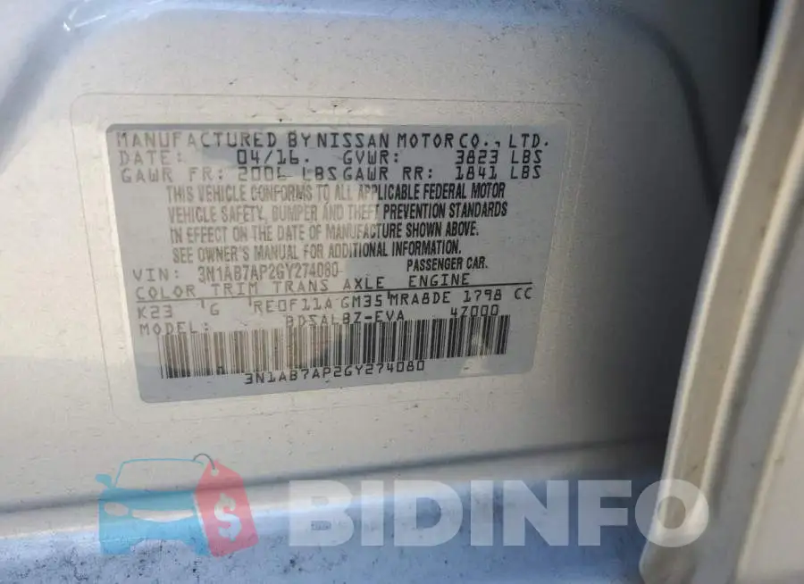 3N1AB7AP2GY274080 Photo# 12