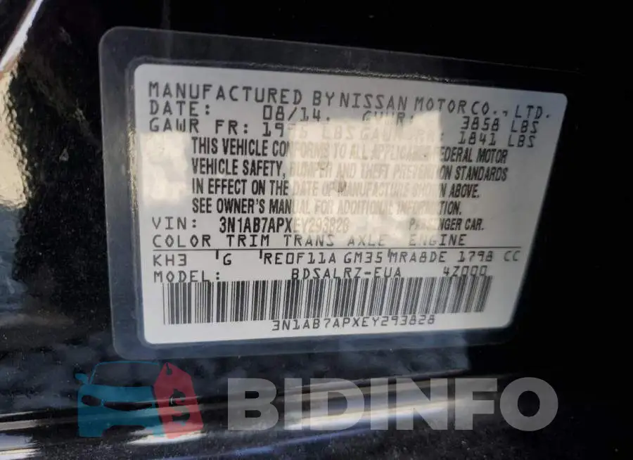 3N1AB7APXEY293828 Photo# 13