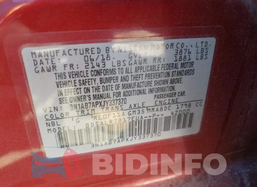 3N1AB7APXJY337370 Photo# 12