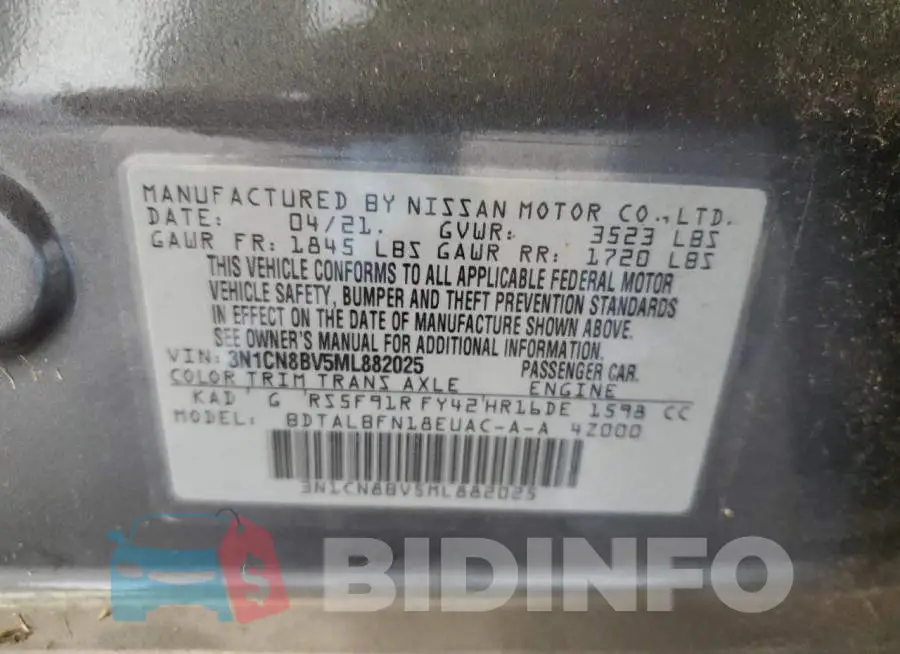 3N1CN8BV5ML882025 Photo# 12