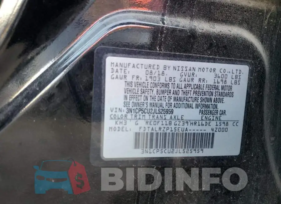 3N1CP5CU2JL525959 Photo# 14