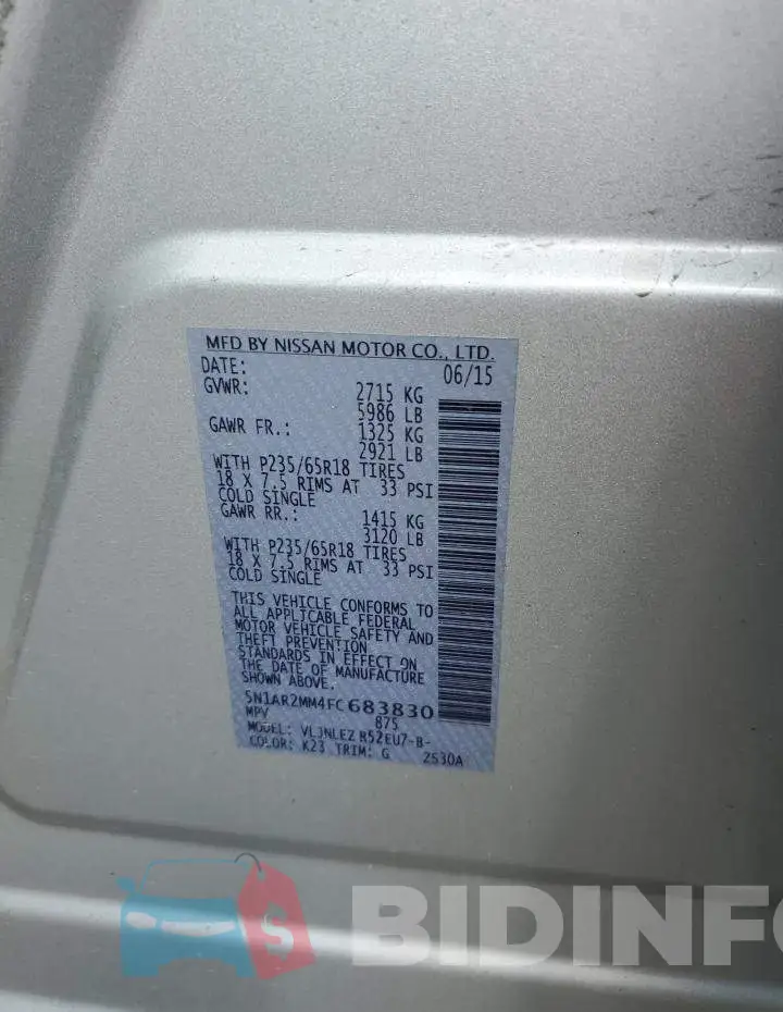 5N1AR2MM4FC683830 Photo# 13