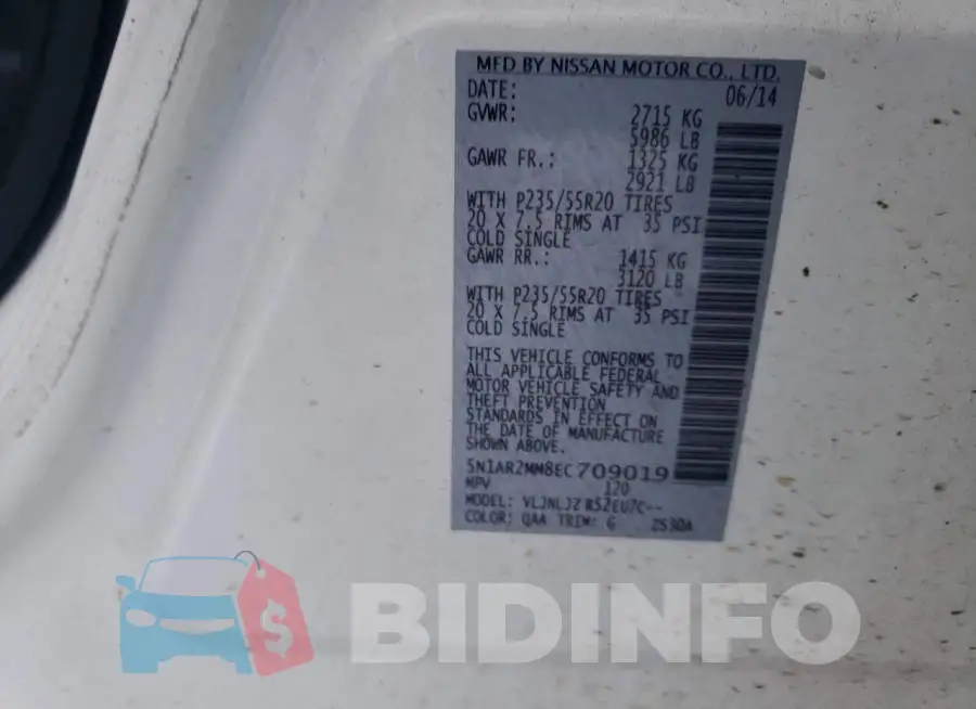 5N1AR2MM8EC709019 Photo# 13